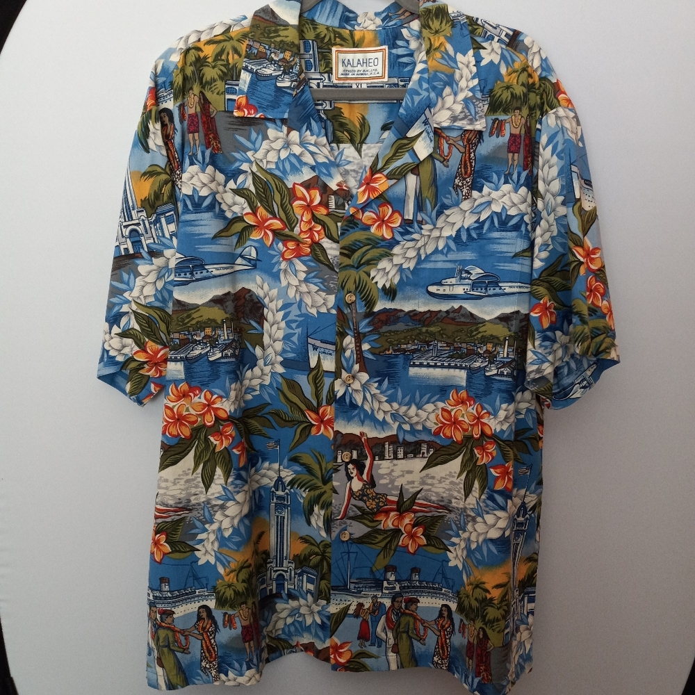 Kalaheo RJC Hawaiian Tropical Button Front Collar Shirt